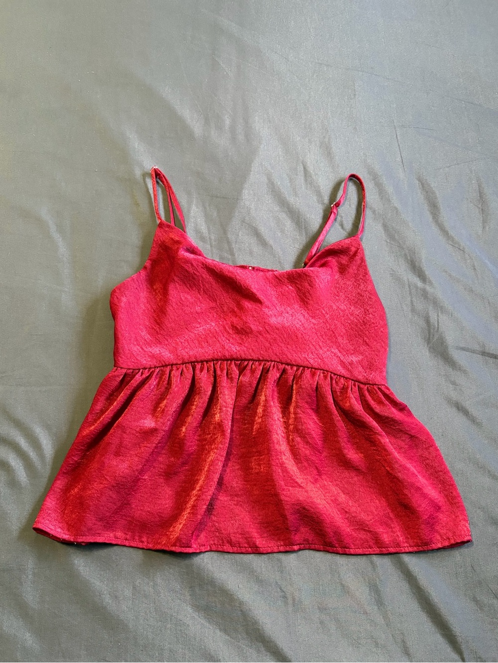 American Eagle red satin babydoll cami top w/adjustable straps. Size XS